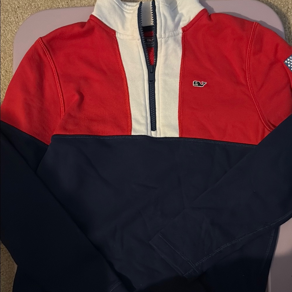 Boy’s vineyard vines Red and Navy Quarter-Zip Pullover